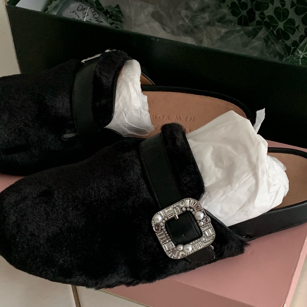 New Kate Soade Cici Mume Shoes Faur Fur Buckle 7.5